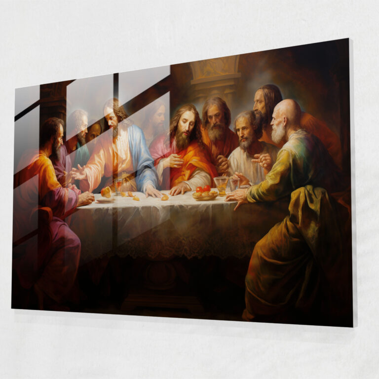 İsa'nın Son Akşam Yemeği Ev Dekorasyonu - Rönesans Yağlı Boya Tablosu İhtişamlı Ziyafet Masası Duvar Dekorasyonu
