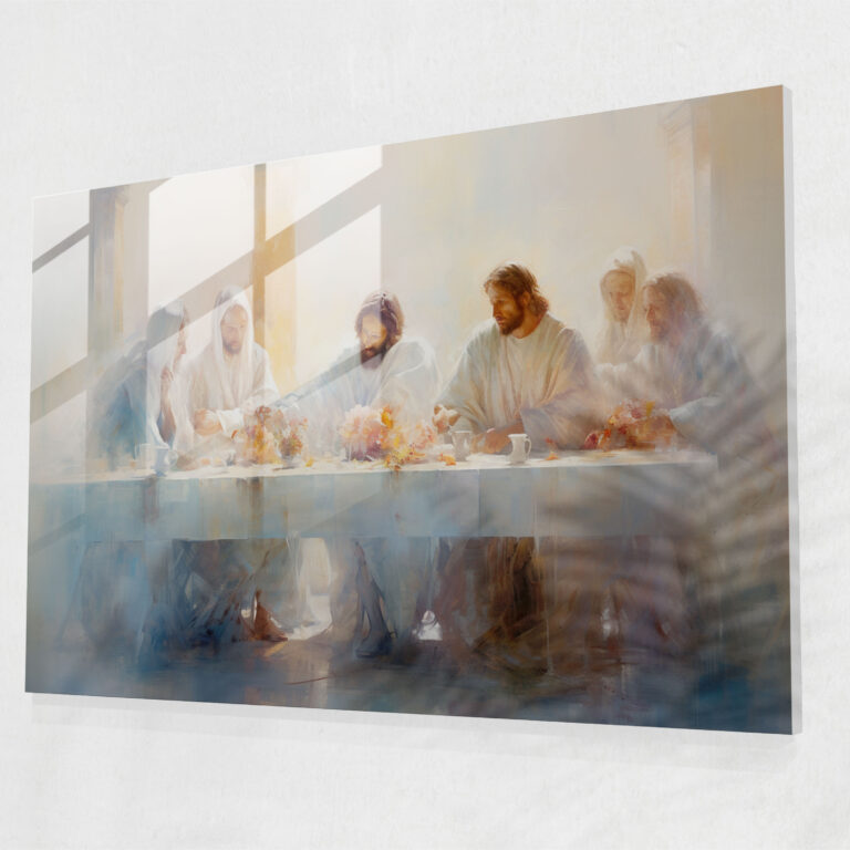 İsa'nın Son Akşam Yemeği Cam Duvar Sanatı - Ev Dekorasyonu için Cam Tablo