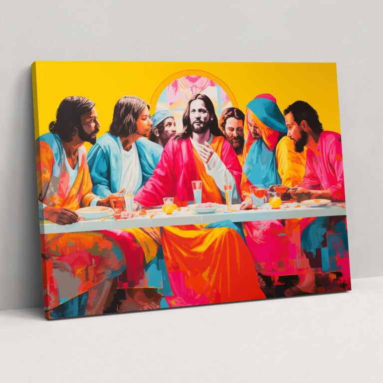 İsa'nın Son Akşam Yemeği Duvar Dekorasyonu - Kutsal Sanat Sanatsal Duvar Dekoru Canlı Renkler