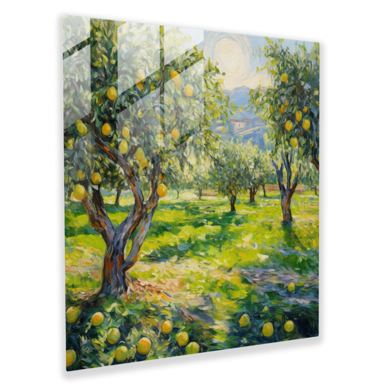 Hayal Gibi Limon Ağacı Cam Tablo - Limon Ağacı İzlenimci Ev Dekorasyonu Modern Sanat