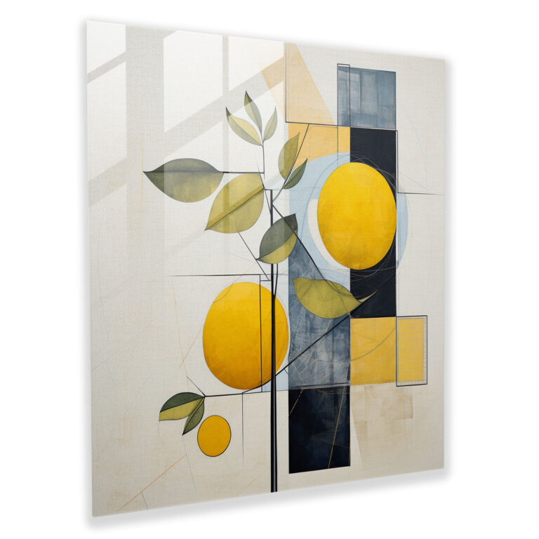 Geometrik Limon Ağacı Cam Tablo - Modern Sanat