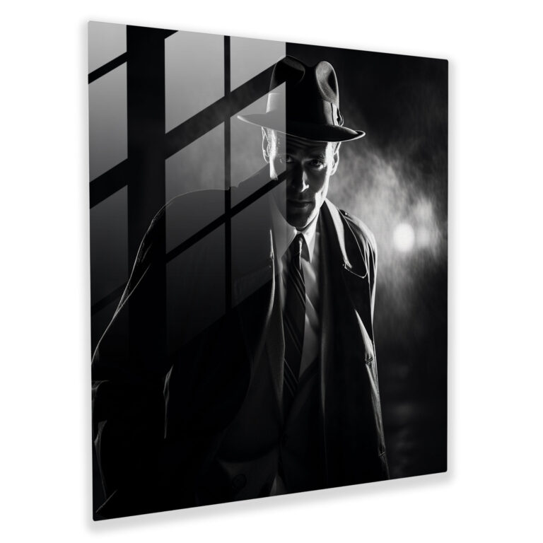 Gece Koyu Cam Tablo - Gece Cam Sanatı Siyah Beyaz Film Noir