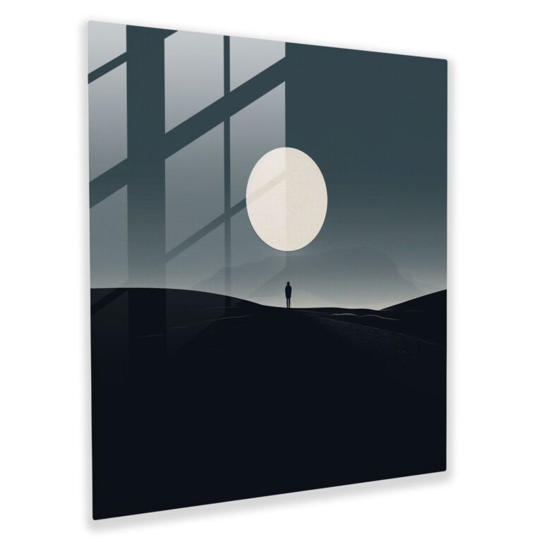 Gece Yarısı Minimalist Cam Duvar Sanatı - Modern Sanat Huzur Cam Duvar Sanatı