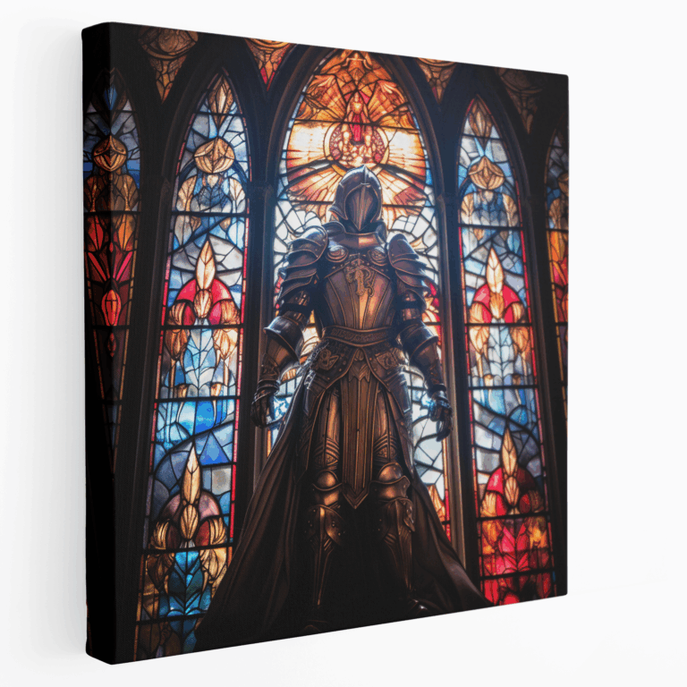 Gotik Vitray Şövalye Kanvas Tablo