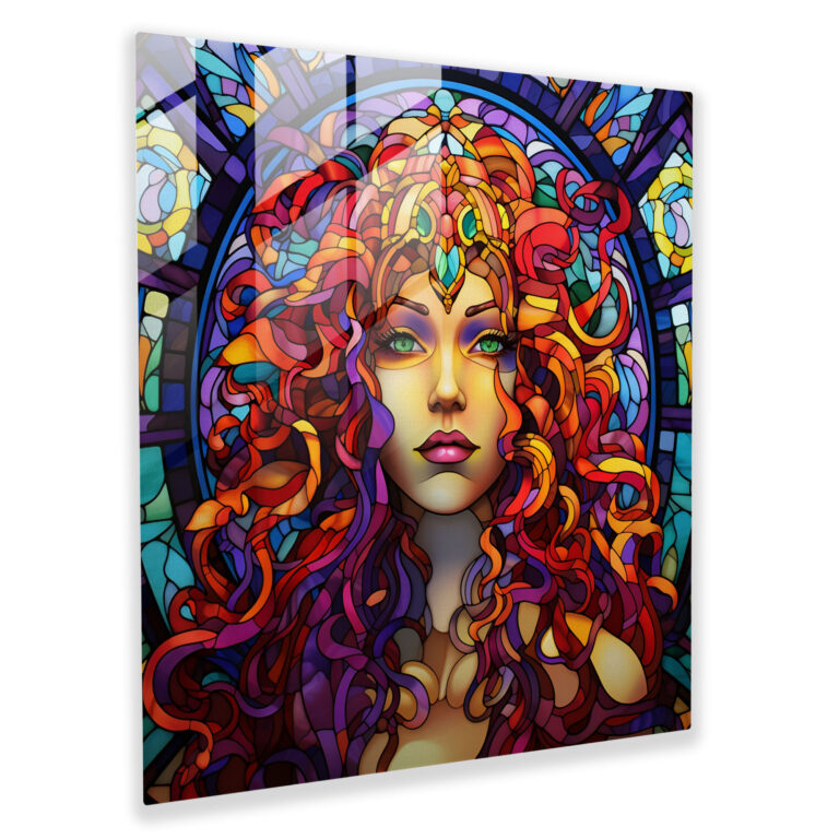 Medusa'nın Göksel Vitray Baskısı - Ev Dekorasyonu Cam Sanatı