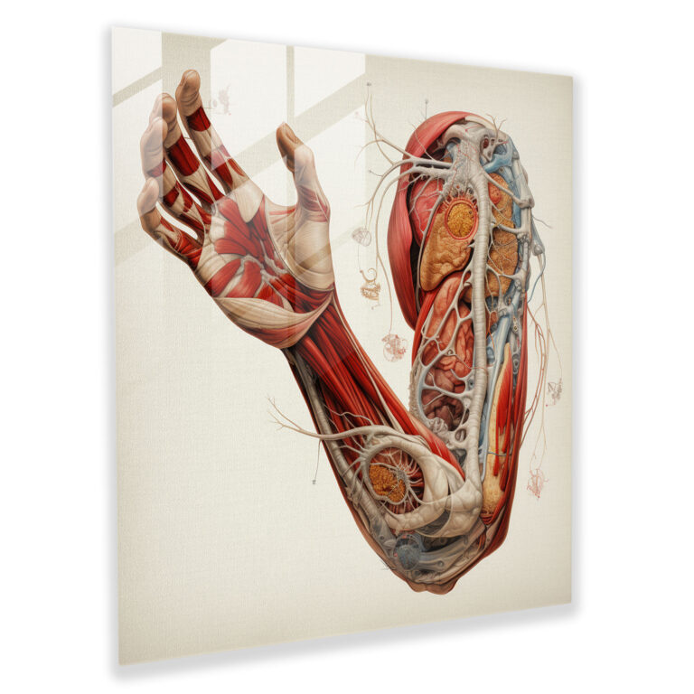Tıp Anatomisi Cam Tablosu - Tıp Tıbbi İllüstrasyon Gerçekçi Detaylı
