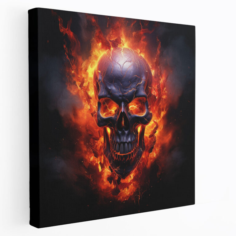 Metallica Alevli Kafatası Kanvas Tablo - Metallica Kanvas Duvar Sanatı