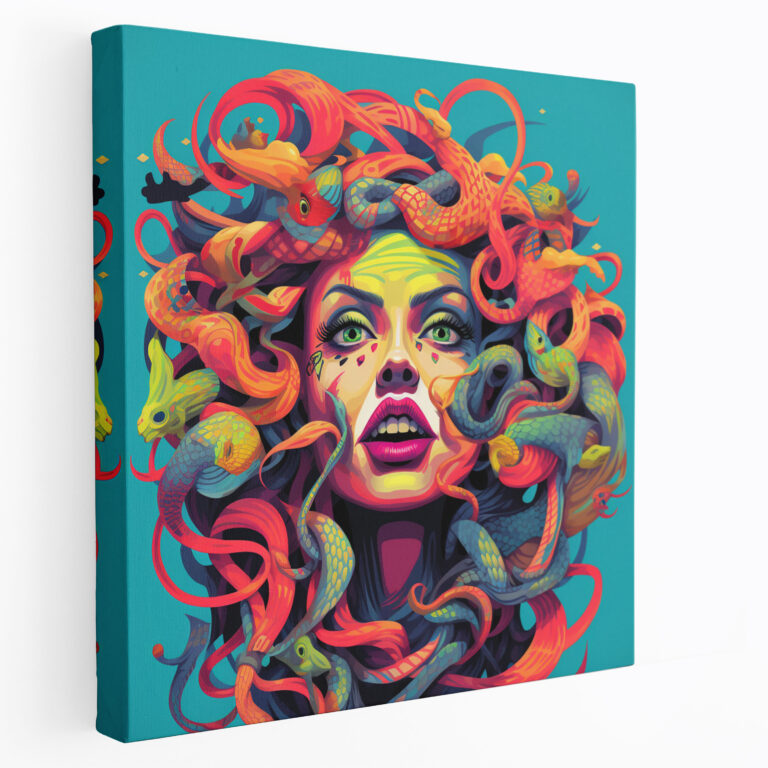 Medusa Pop Art Kanvas Tablo - Komik Kitap Tarzı Ev Dekorasyonu Kanvas Tablo