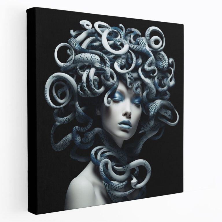 Medusa Kanvas Tablo - Detaylı Desenli Yılan Saçlı Medusa Tablosu
