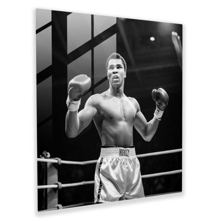 Muhammad Ali Zafer Cam Tablosu - Modern Sanat Duvar Dekorasyonu Zafer Dolu Ruh