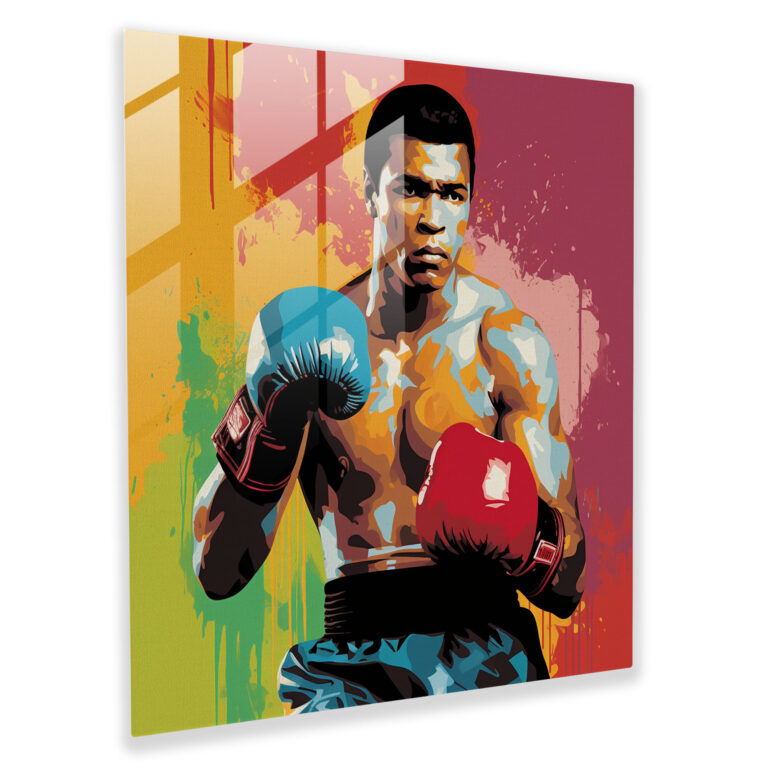 Muhammad Ali Cam Tablo - Ev Dekorasyonu Retro Tarz Boks