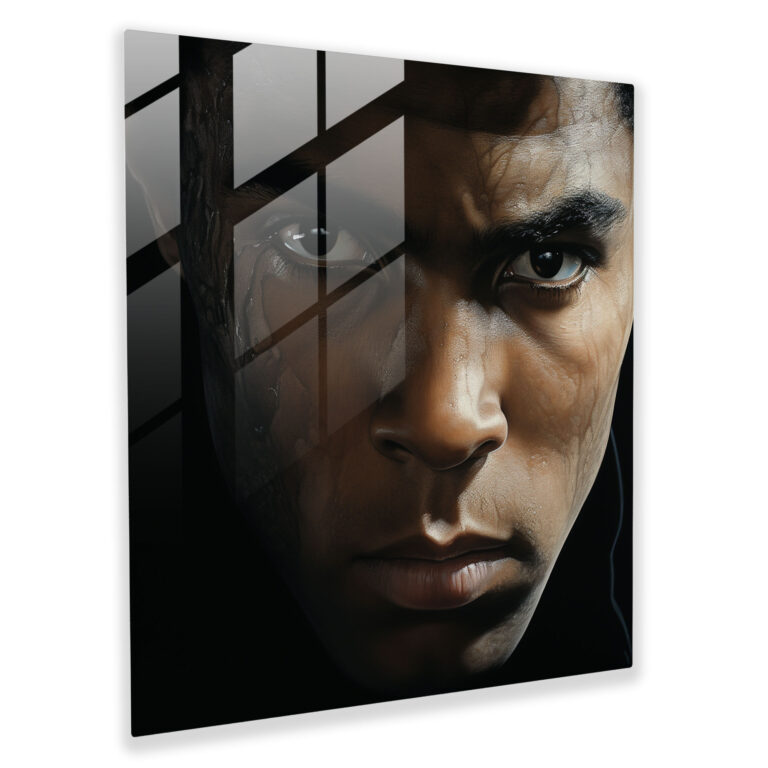 Muhammad Ali Cam Tablo - Fotogerçekçi Muhammad Ali Cam Duvar Sanatı