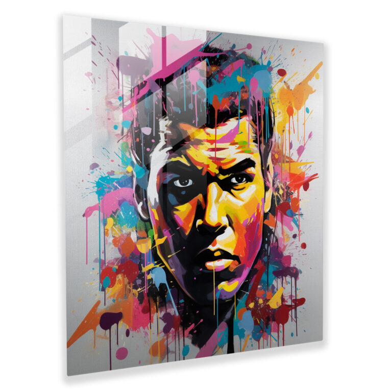 Muhammad Ali Graffiti Cam Tablo - Duvar Dekorasyonu Graffiti Esintili