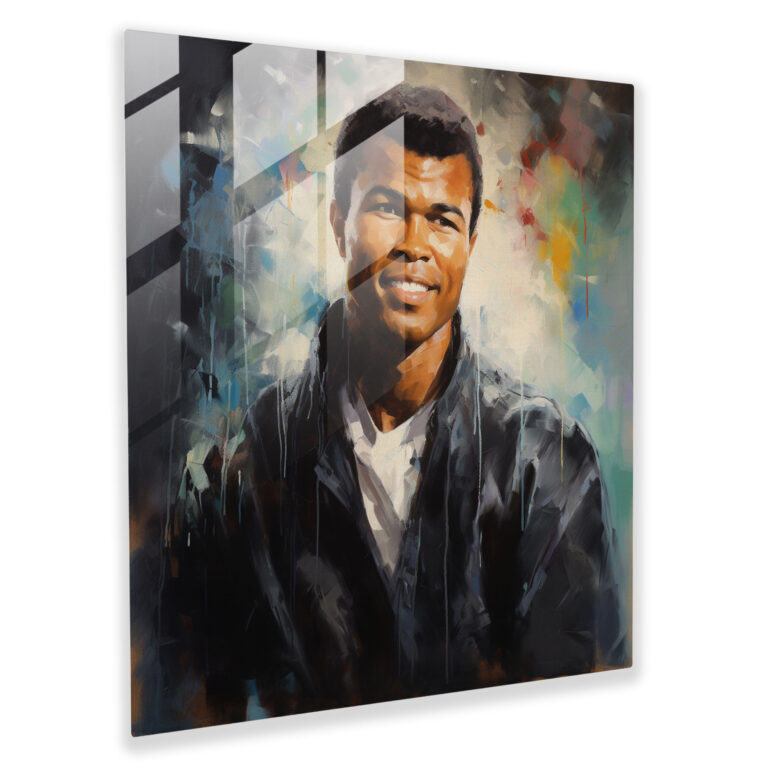Muhammad Ali İfadesiyle Yağlı Boya Cam Tablo - Ev Dekorasyonu Cam Duvar Sanatı Muhammad Ali