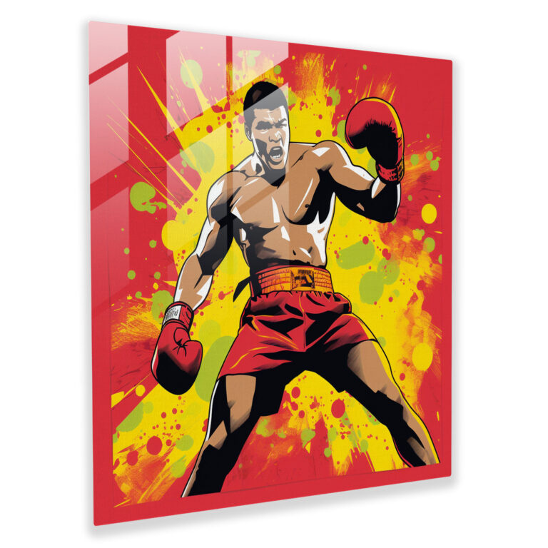 Muhammad Ali Cam Tablo - Pop Art Duvar Dekorasyonu Modern Sanat