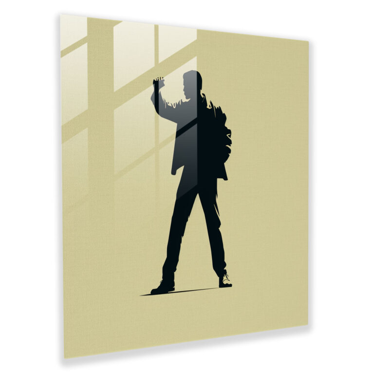 Muhammad Ali Minimalist Cam Tablo - Muhammad Ali Ev Dekorasyonu İkonik Duruş