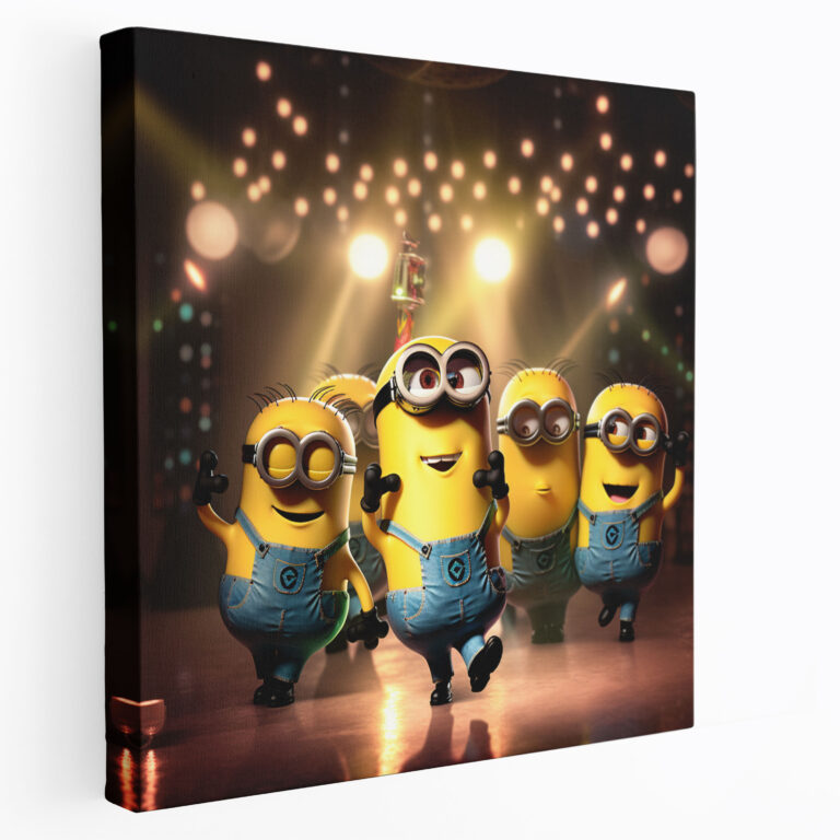 Minions Dans Partisi Tablosu - Canlı Minions Temalı Kanvas Tablo - Premium Kalite - Minions Duvar Sanatı
