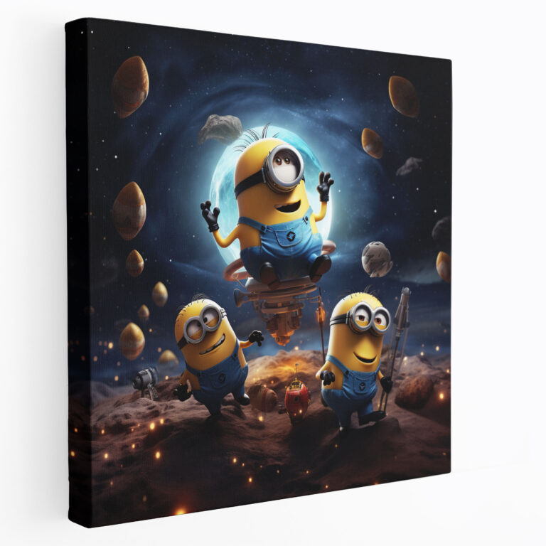 Minionlar Kanvas Tablo Sanatı - Minionlar Uzayda - Yüksek Kaliteli Kanvas Baskı - Minionlar Yıldızlar Ev Dekorasyonu