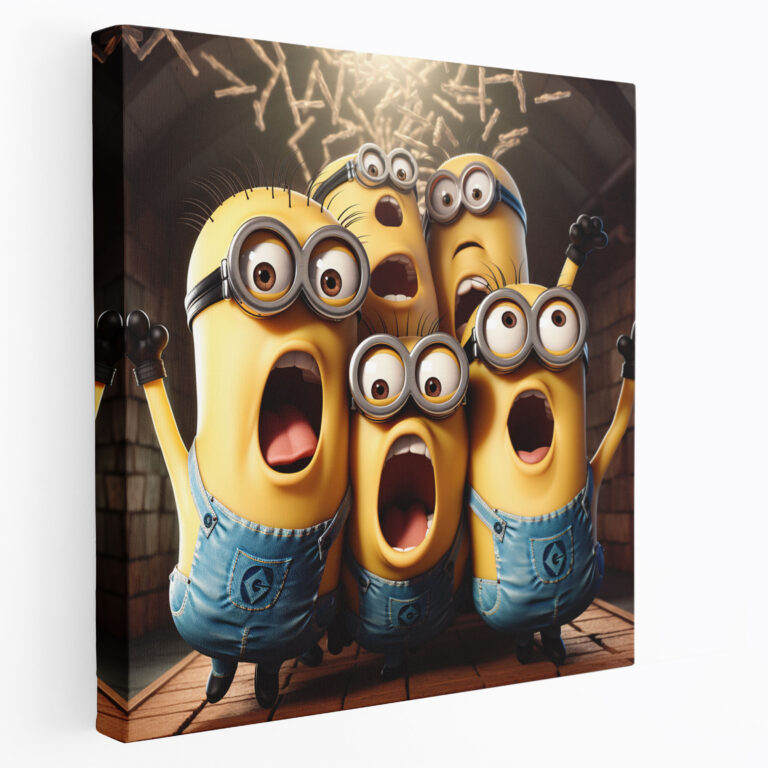 Minions Karikatür Kanvas Tablo - Minions Jestler Eğlence Mizah