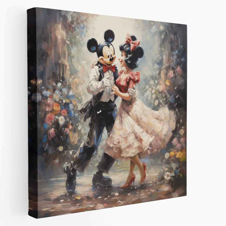 Impressionist Mickey ve Minnie Dansı Kanvas Tablo