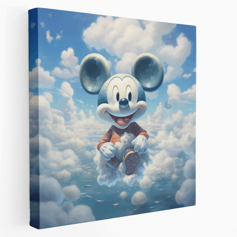 Sürrealist Mickey Mouse Bulut Kanvas Tablo