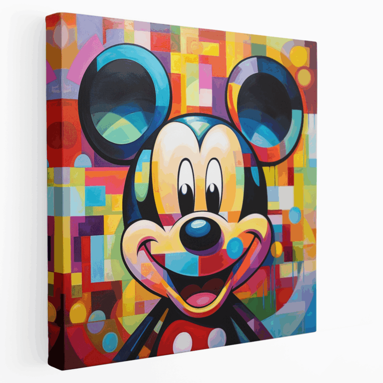 Geometrik Mickey Mouse Soyutlama Kanvas Tablosu