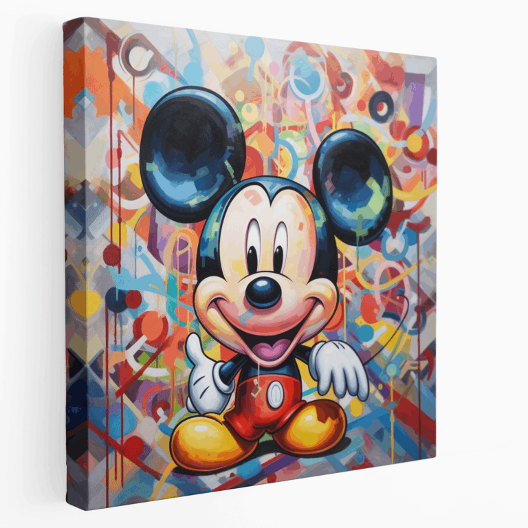Renkli Labirent Mickey Mouse Soyut Kanvas Tablosu