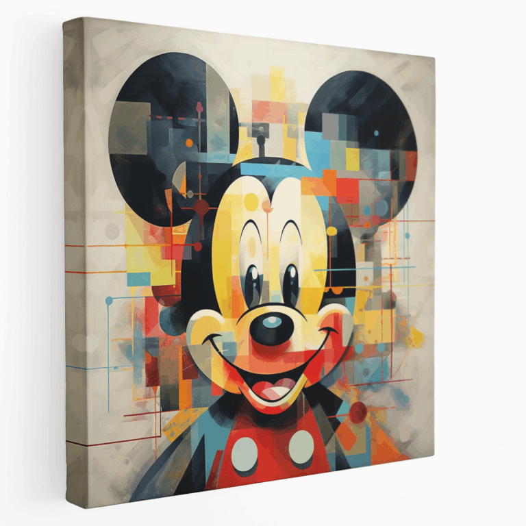 Geometrik Yapı Bozumu Mickey Mouse Kübist Kanvas Tablo