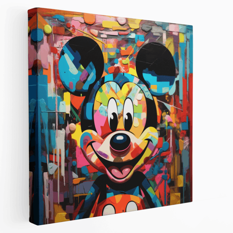 Renkli Kollaj Mickey Mouse Kanvas Tablo