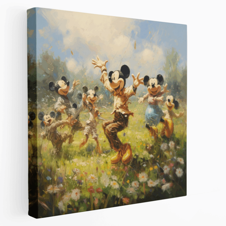 Sevinçli Çayır Mickey Mouse Kanvas Tablo