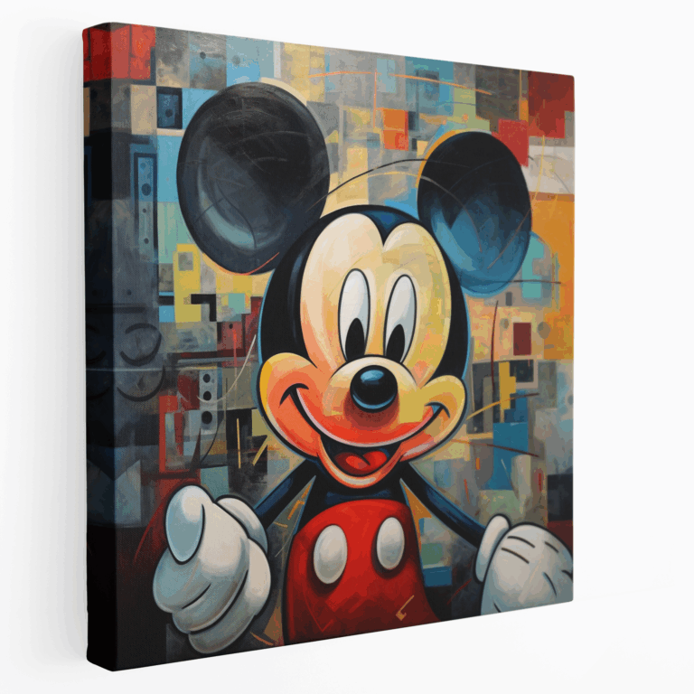 Kübist Mickey Mouse Parçalı Kanvas Tablo Baskı