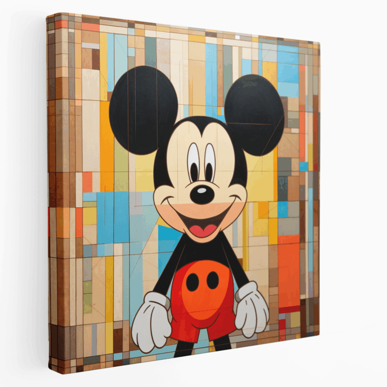 Geometrik Mickey Mouse Mozaik Kanvas Tablo
