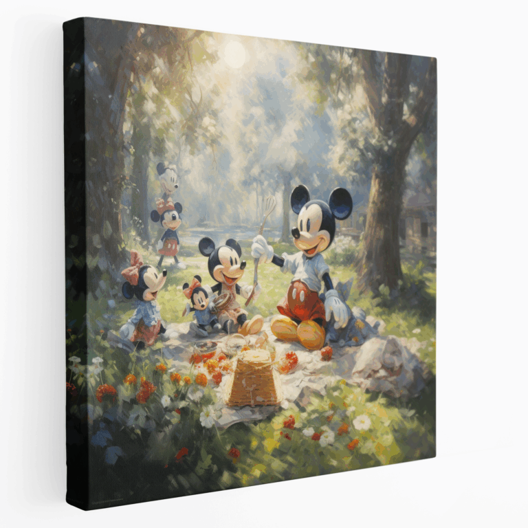 Impresyonist Mickey Mouse Piknik Kanvas Tablo