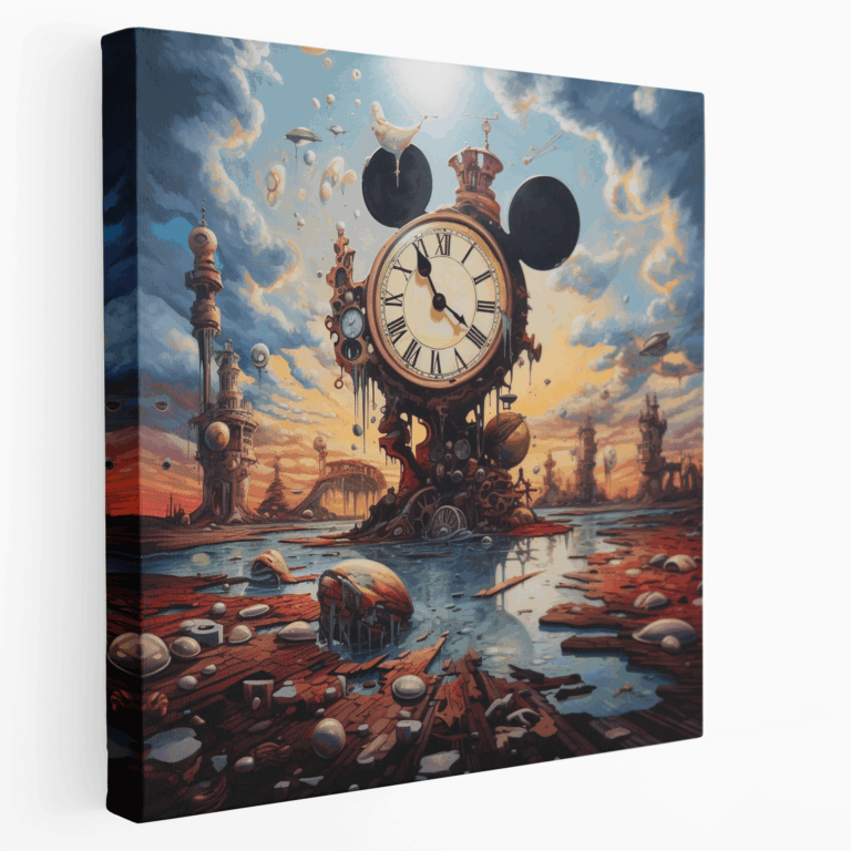 Sürrealist Mickey Mouse Gökyüzü Kanvas Tablo