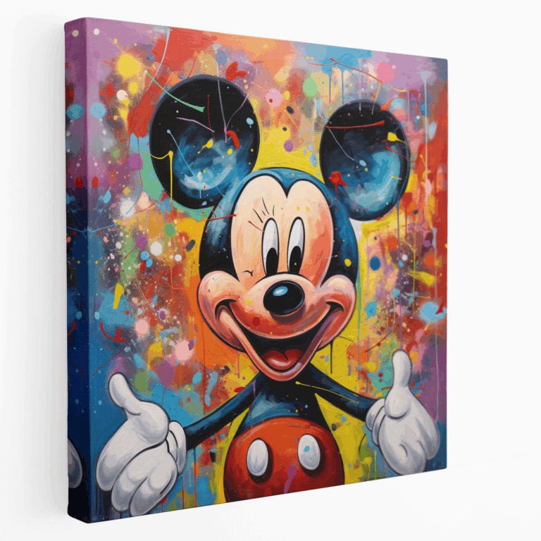 Soyut İfadesel Mickey Mouse Kanvas Tablo