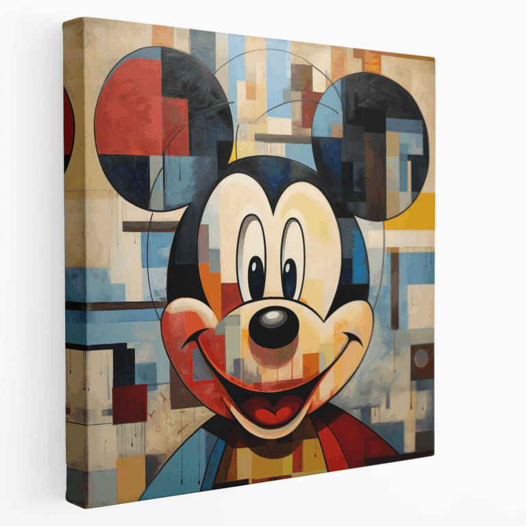 Kübist Mickey Mouse Geometrik Kanvas Tablo Baskı
