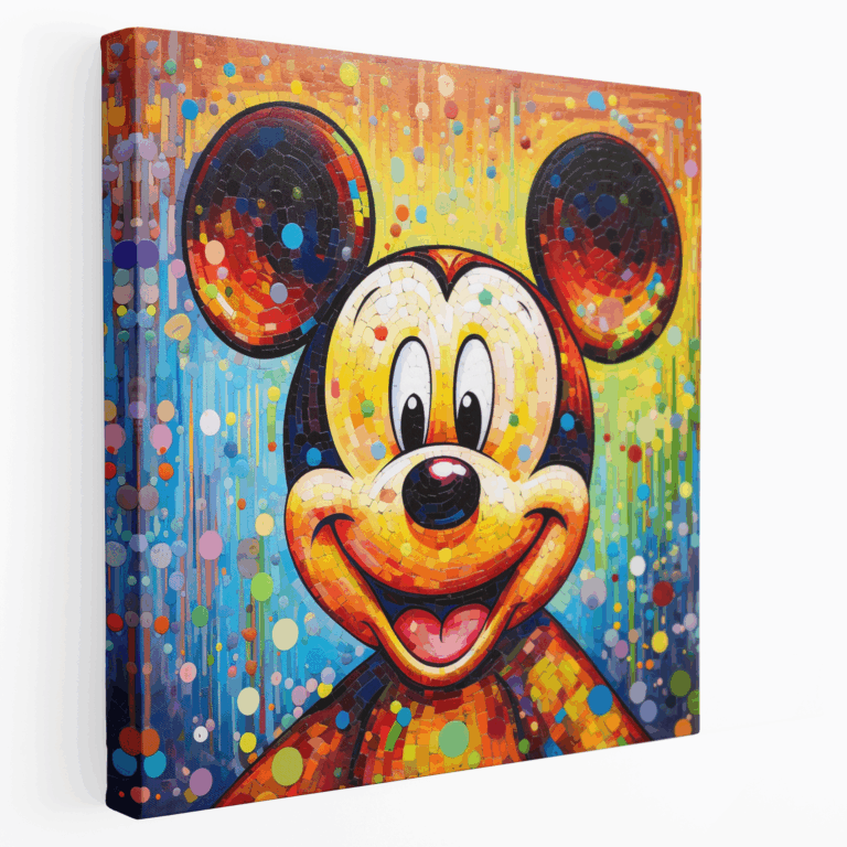 Mickey Mouse Nokta Desenli Kanvas Tablo Baskı