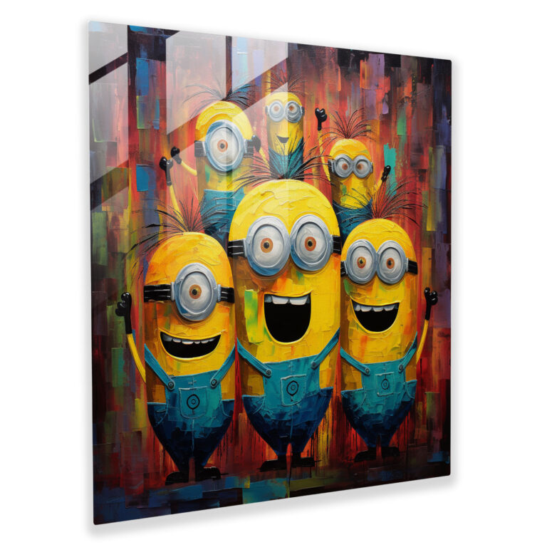 Minions Cam Tablo - Minions Cam Sanat Duvar Dekorasyonu Cam Duvar Sanatı