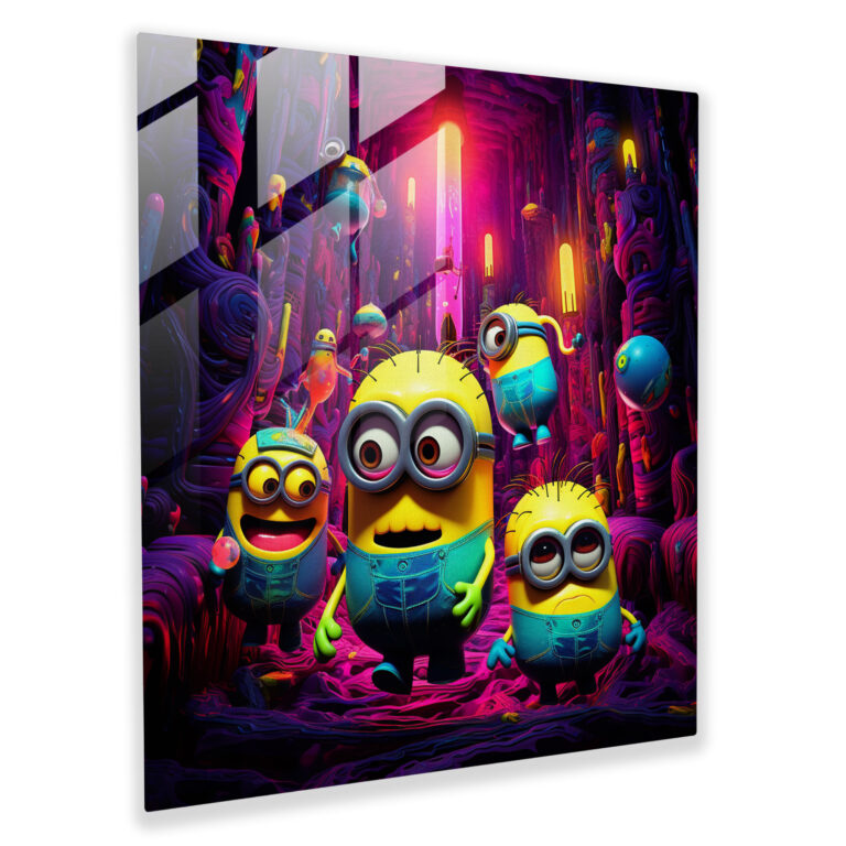 Minions Cam Tablo - Soyut Neon Sanat - Minions Modern Sanat Duvar Dekorasyonu Ev Dekorasyonu