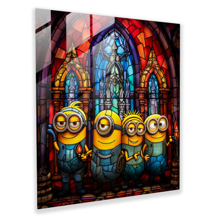Minions Cam Tablo - Vitray Sanat Eseri - Ev Dekorasyonu Cam Duvar Sanatı
