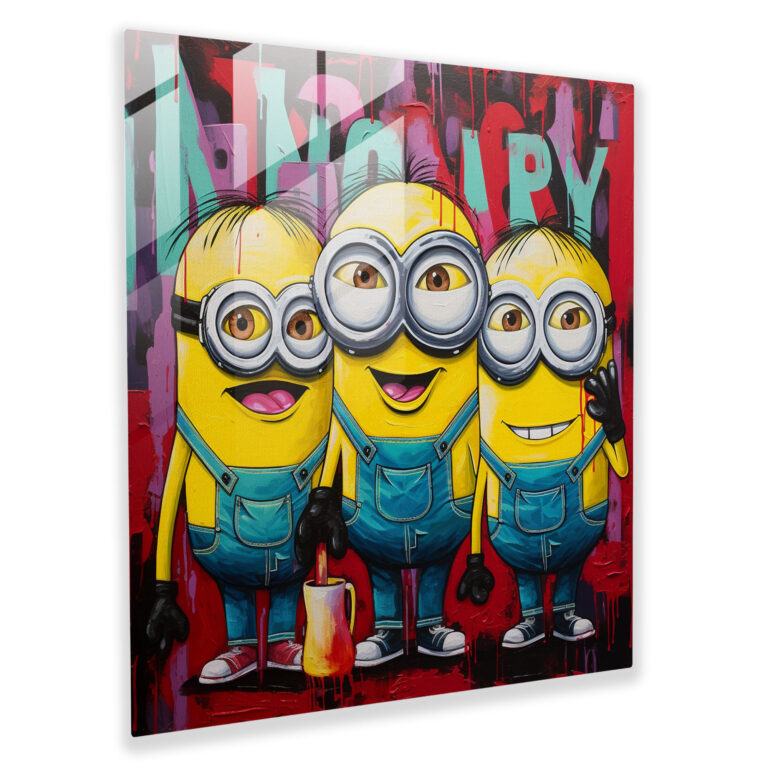 Minions Pop Art Cam Tablo - Modern Sanat Retro Tarz Minions