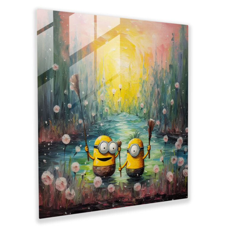 Minions İzlenimci Cam Tablo - Minions Modern Sanat Ev Dekorasyonu Hayalperest Manzara