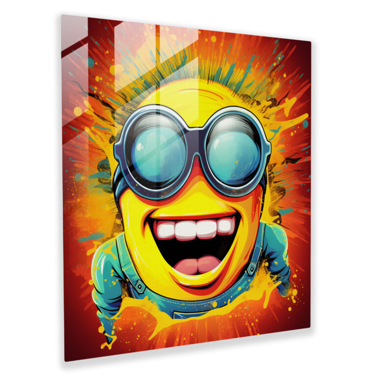 Minions Retro Pop Art Cam Tablo - Minions Modern Sanat Enerji Canlı Renkler