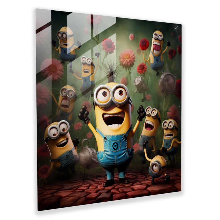 Minions Eğlenceli Koleksiyon Cam Tablo - Minions Modern Sanat Ev Dekorasyonu Oyunbaz