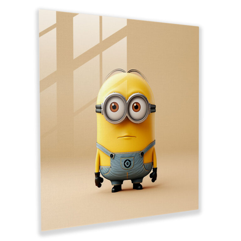 Minimalist Minion Cam Tablo - Minyonlar Temiz Arka Plan Cam Sanatı