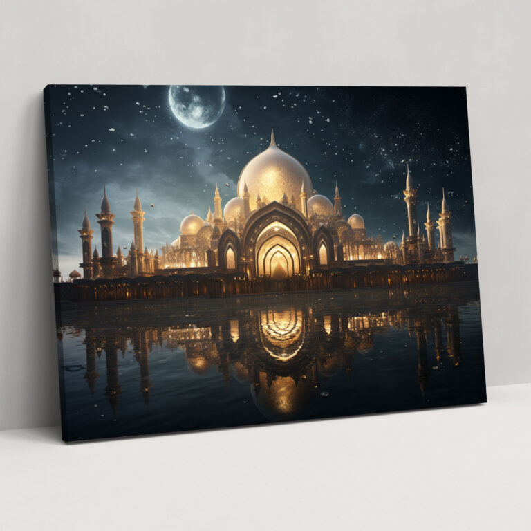 Gelecek Temalı Cam Tablo Sanatı - Dijital Sanat Kanvas Tablo Baskı - Cami Duvar Sanatı Kozmik Duvar Dekorasyonu