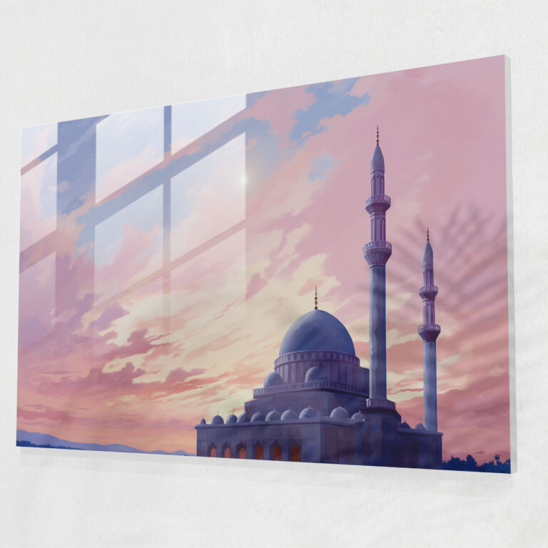 İzlenimci Cam Tablo - Akşam Yansımaları - Cami Ev Dekorasyonu İzlenimci Sanat Eseri Cam Sanatı