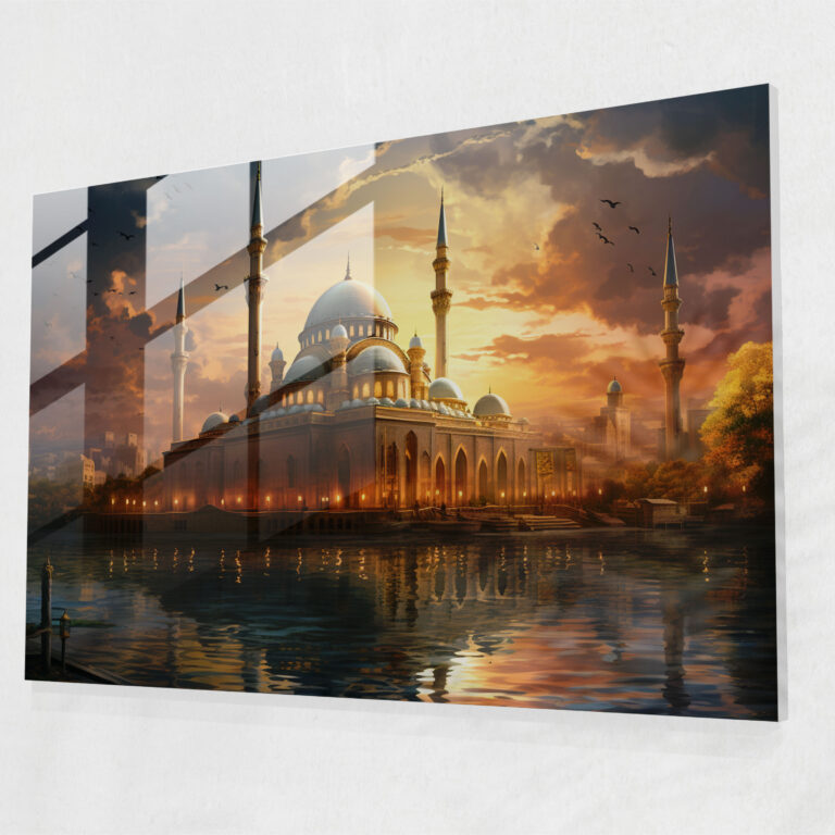 Günbatımı Cam Duvar Sanatı Cami - Huzurlu Güzellik Duvar Süsü