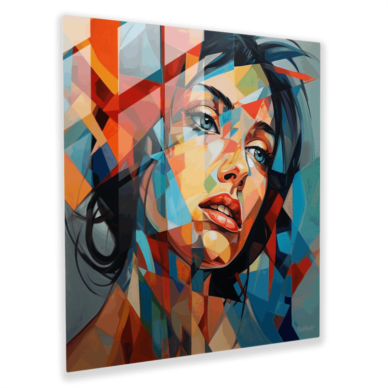 Cubist Rhapsody Cam Tablosu - Modern Portre Kübizm Cam Duvar Sanatı