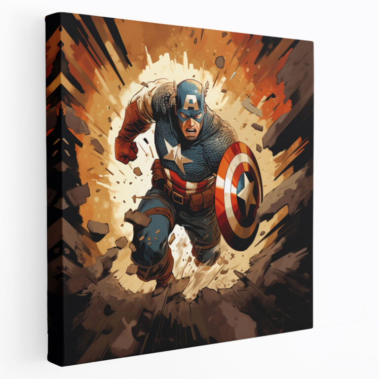Marvel Duvar Sanatı - Çizgi Roman Kaptan Amerika Kanvas Tablo - Heyecan Duvar Sanatı